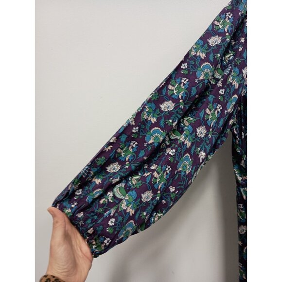 Destination 365 BOHO Dress 1X Purple Floral Print Tiered Midi Long sleeve Casual - Picture 3 of 9
